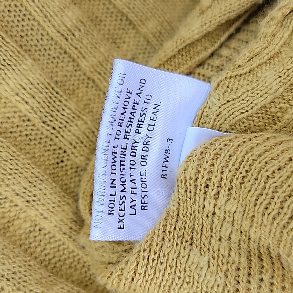 Eileen Fisher Drape Front Slub Cardigan Sz L Wool Linen & Silk Blend Mustard - Picture 7 of 12